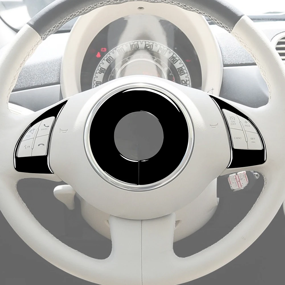 Набор наклеек для салона автомобиля Рулевое колесо Панель кондиционера Глянцевая Черная Авто Наклейка Аксессуары для Fiat 5000