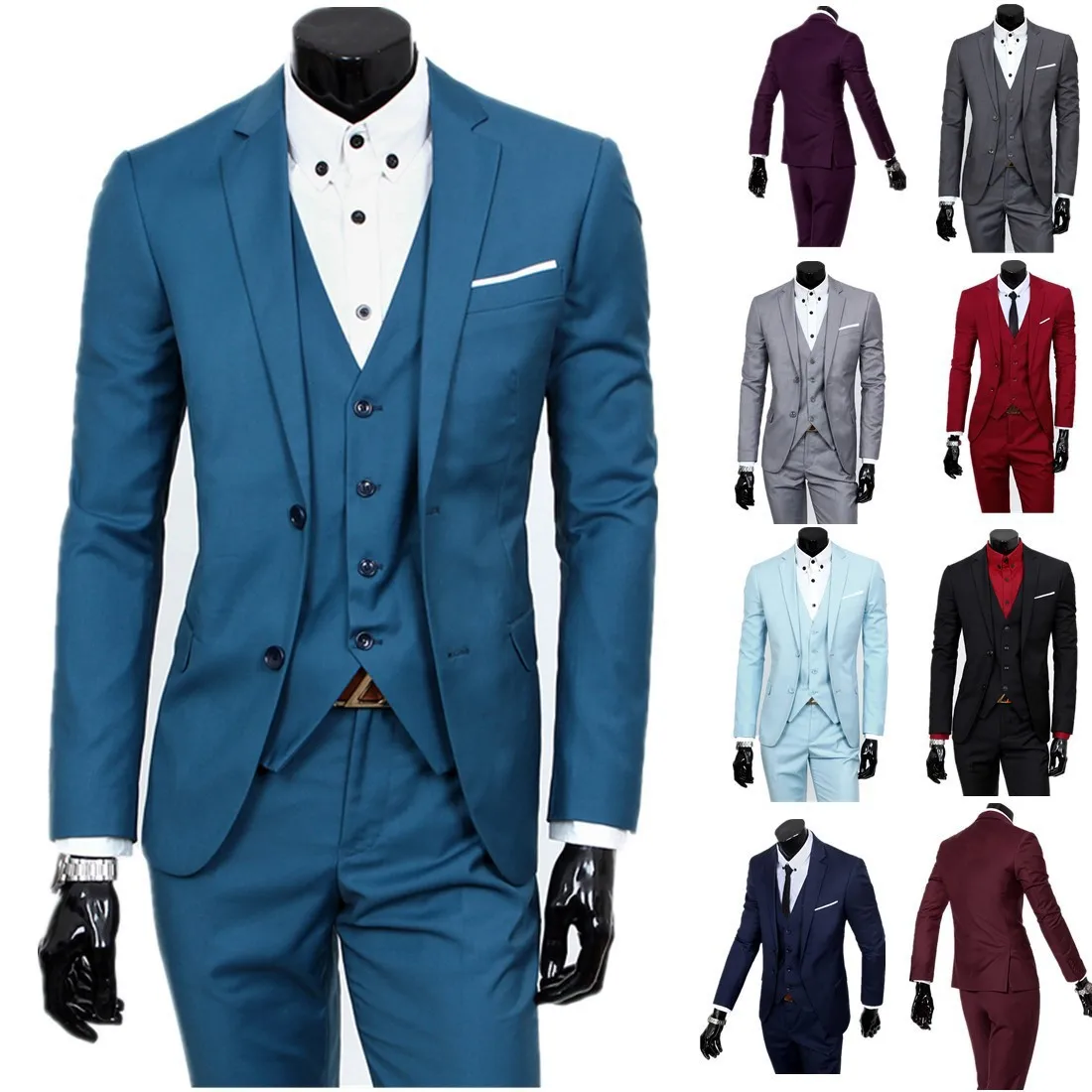 Осенью 2023 года Новый мужской модный деловой повседневный костюм на двух пуговицах, костюм-тройка0