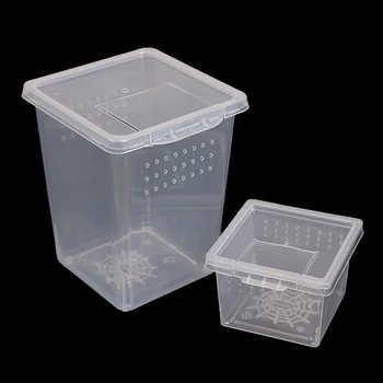 1 шт. Высококачественный прозрачный пластиковый контейнер для кормления насекомых-пауков, контейнер для транспортировки бака