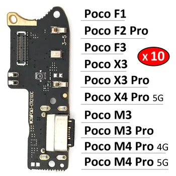 10 шт./лот, Разъем USB-порта Для зарядки, Док-станция, Зарядная Плата, Гибкий Кабель Для Xiaomi Poco F1 F2 Pro F3 X3 X4 M3 M4 Pro 4G 5G