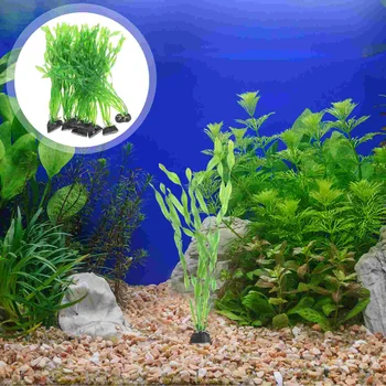 10шт Искусственных водных растений Пластиковое украшение аквариума для рыб Яркое Имитационное украшение аквариума для рыб