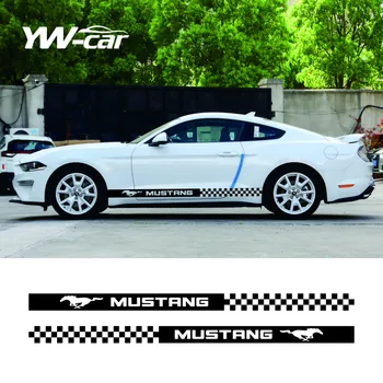 2 шт Боковая наклейка автомобиля Виниловые наклейки в полоску, обертывания, наклейки для кузова, стайлинг автомобиля для Ford Mustang