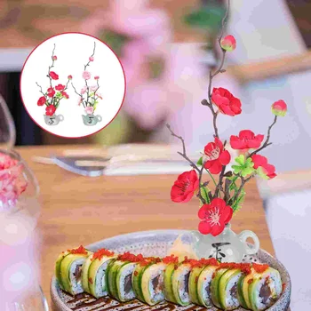 2 шт. Украшение торта искусственным цветком, украшение суши-ресторана, статуэтки для блюд, украшение для сашими в китайском стиле, Рождественский орнамент