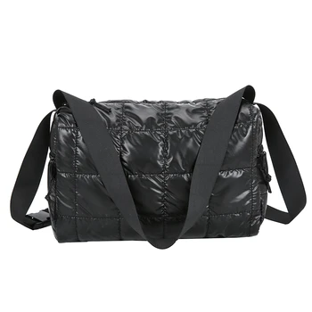 2022 Новые сумки через плечо для женщин, брендовая дизайнерская сумка, клетчатая нейлоновая модная космическая хлопковая сумка через плечо, слинг, зима Теплая