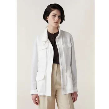 2023 Новая осенне-зимняя Льняная повседневная куртка с карманом, женская рабочая куртка