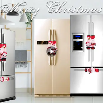 2023 Рождественские Чехлы на ручки для холодильника, микроволновой печи, посудомоечной машины Санта-Клауса, Крышка дверной ручки для Рождественской вечеринки, Новогоднее украшение
