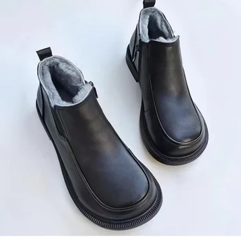 2023 Теплые и утолщенные хлопчатобумажные туфли из чистой шерсти Big Head Широкоформатная Внешняя торговля Досуг Работа Оригинальные зимние ботинки