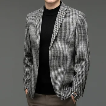 3 стиля!Осенний мужской деловой повседневный костюм 2023 года, приталенный модный шерстяной костюм, пальто, мужской пиджак-блейзер 블레저저