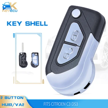 KEYECU 2-кнопочный складной чехол для дистанционного ключа с откидной крышкой для Citroen C3 DS3 VA2/ HU83