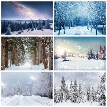 Laeacco Зимний лес, снежная тропинка, Рождественский фон для фотосъемки с природным пейзажем, фотографический фон для фотостудии