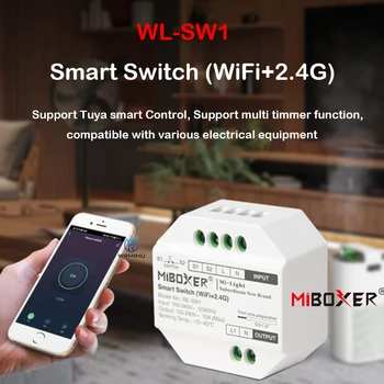 MiBoxer Светодиодный контроллер Wifi + 2.4G Smart Switch RF Push-диммер WL-SW1 100-240 В Приложение/Голос/ Tuya /Пульт дистанционного управления Детский замок WLSW1