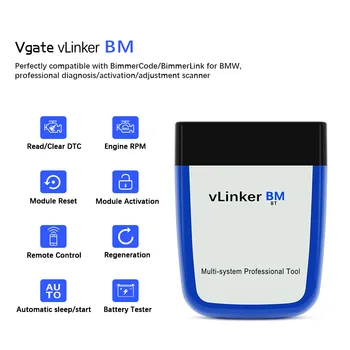 Vgate vLinker BM ELM327 для BMW Сканер Wifi Blue-tooth 4.0 Bimmercode Scan OBD 2 ODB2 Автомобильный Диагностический Автоматический Инструмент ELM 327 V 1 5