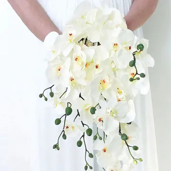 Высококачественный искусственный цветок Бабочка орхидея 9 головок, шелковый букет на ощупь для свадебной вечеринки, украшения для дома 10 шт./лот