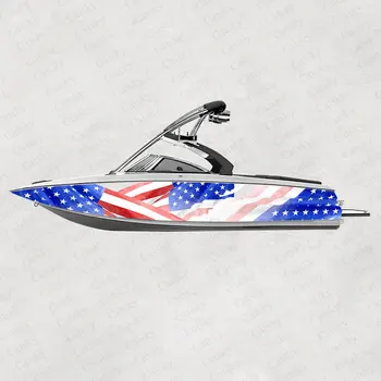 Графическая наклейка с американским флагом, наклейка на лодку, виниловая водонепроницаемая графическая наклейка для украшения лодки, подарочная наклейка на лодку, наклейка на флаг США