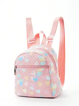 Детский классический рюкзак на молнии со стегаными деталями в виде сердечек