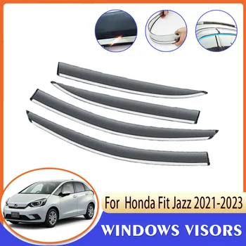 Дефлекторы для Honda Fit Jazz SE GS GR 2021 ~ 2023 Боковые стекла автомобиля, Козырек от дождя, Защита От Солнца, Защита от дыма, наклейки, Автомобильные Аксессуары 2022