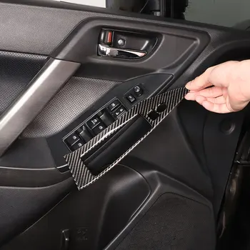 Для Subaru Forester 2013-2018, мягкие наклейки для отделки панели переключателя стеклоподъемника двери автомобиля из углеродного волокна, наклейки для автомобильных аксессуаров