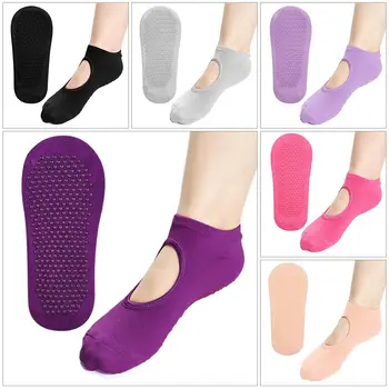 Женские дышащие силиконовые нескользящие носки, многоцветные носки для йоги с открытой спиной, спортивные носки для занятий балетом, танцами босиком