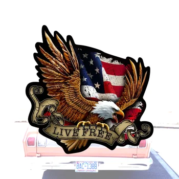 Забавный американский флаг, Белоголовый орел, бесплатная наклейка на автомобиль, шлем, Мотоциклы, Внешние аксессуары, Виниловые наклейки