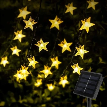 Звездные Струнные Фонари 50LED 8 Режимов На Солнечной Энергии Мерцают Сказочными Огнями, Водонепроницаемый Звездный Мерцающий Газонный Пейзаж Рождество