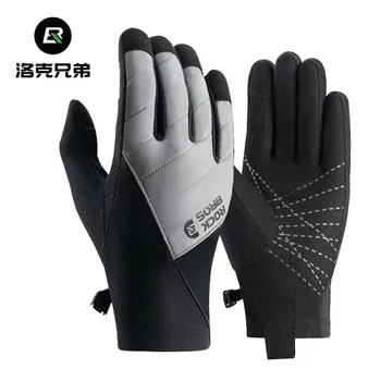 Зимние Велосипедные перчатки с теплым ветрозащитным сенсорным экраном для горных шоссейных велосипедов на весь палец