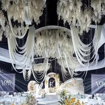 Индивидуальные свадебные потолочные центральные элементы, волнообразный занавес, подвесная ткань для сцены в зале, доступно много цветов
