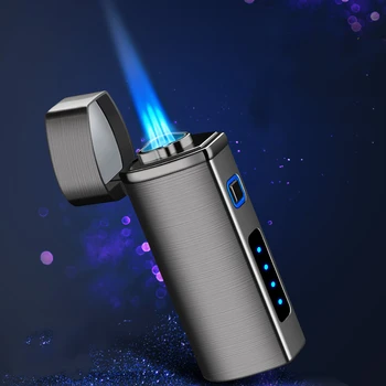 Металлическая турбо-зажигалка USB 3 Jet Torch, мощные Ветрозащитные Видимые газовые зажигалки С резаком для сигар, светодиодный индикатор питания, прикуриватель для сигар