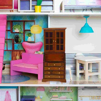 Миниатюрная мебель для кукольного домика Модель деревянного шкафа Аксессуар для мини-мебели для кукольного домика