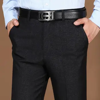Мужские брюки, тонкие эластичные, пригодные для стирки, формального кроя, мужская драпировка, большие размеры, прямые черные костюмы, деловые офисные брюки A78