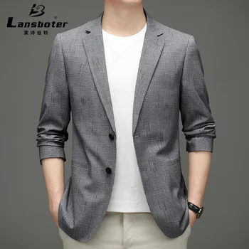 Мужской костюм Lansboter, модный костюм, Весенне-осеннее новое пальто, приталенное, среднее и молодежное, тонкое, маленькое повседневное пальто