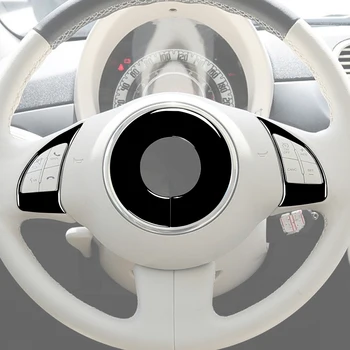 Набор наклеек для салона автомобиля Рулевое колесо Панель кондиционера Глянцевая Черная Авто Наклейка Аксессуары для Fiat 500