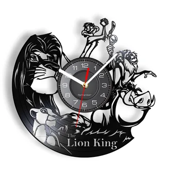 Настенные часы с виниловой пластинкой в виде принца Льва, вдохновленные животными, ретро-подвесные часы в стиле сафари в джунглях, бесшумные стреловидные часы для детской спальни
