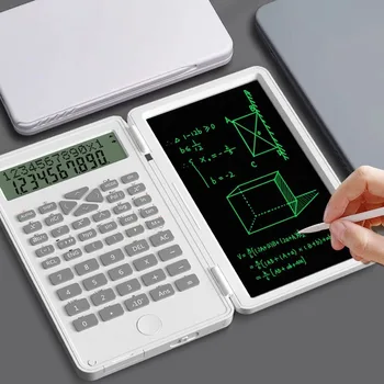 Научные калькуляторы, 12-значный ЖК-дисплей со стираемым планшетом для письма, складной для домашних школьных собраний и канцелярских принадлежностей для учебы