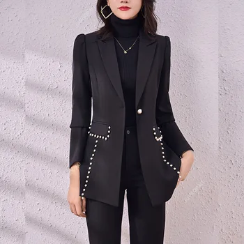 Новые модели, официальный блейзер для женщин, осень-зима, Корейская мода, повседневная куртка на одной пуговице, Офисные женские тонкие пальто, костюм