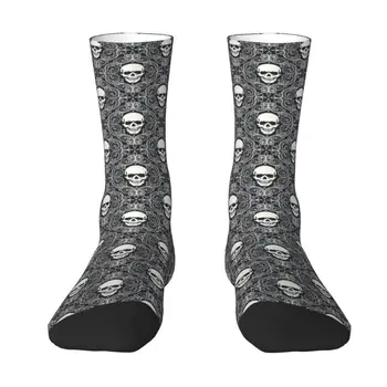 Носки в готическом стиле с черепом смерти, мужские женские теплые модные носки для экипажа