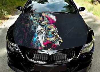 обертывание капота автомобиля с изображением льва, цветная виниловая наклейка, наклейка на капот грузовика, графические наклейки для украшения автомобиля на заказ