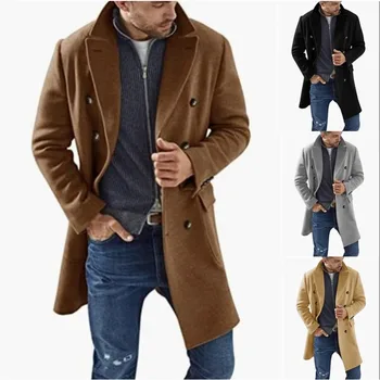 Осень-Зима 2023, Новое повседневное модное шерстяное мужское пальто, теплая стеганая куртка
