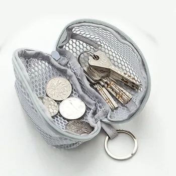 Подвесные мелкоячеистые сумки для монет, наушников, ключей, наушников, мешков для макияжа, яиц, пыли, удобных мини-косметичек