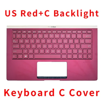 Подставка для рук Клавиатуры с подсветкой США для ноутбука Asus UX333FA-AB77 UX333FLC UX333FN-A4118T Клавиатуры для ноутбуков Красные Колпачки 0KNB0-162AWB00 