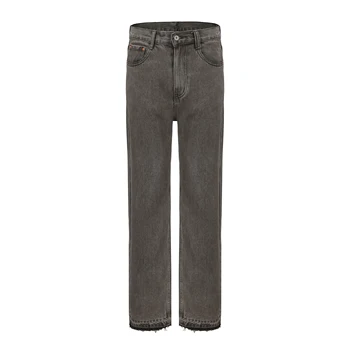 Поношенные, Вылинявшие Прямые джинсы с разрезом Дымчато-серого цвета 501cleanfit High Street Простые Мужские брюки В Корейском стиле