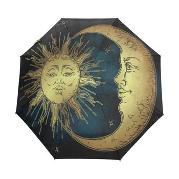 Психоделические зонты от солнца и Луны, дождя, богемного волшебного стиля, легкий ветрозащитный складной дорожный зонт для взрослых и подростков
