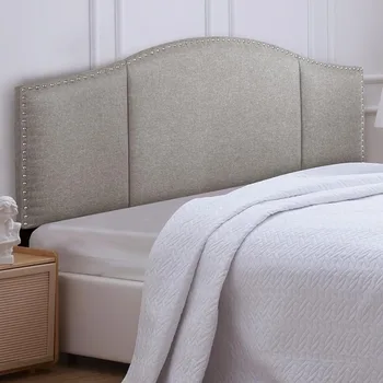 Светло-серый диван-кровать С клейким изголовьем, обитый льняной тканью, изголовье размера 