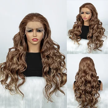 Синтетический волнистый парик 13x3 с кружевом спереди, волнистый парик цвета Омбре для женщин