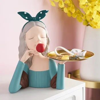 Скандинавская смола Элегантный лоток для хранения Bubble Girl Скульптура для дома, гостиной, украшения рабочего стола, Статуэтки для кафе в отеле, Поделки
