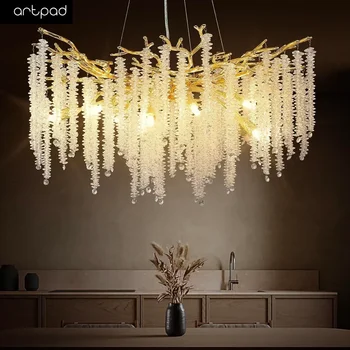 Современная Хрустальная люстра Raindrop Подвесной светильник для кухни, гостиной, столовой, гостиничного холла, внутреннего декора отеля