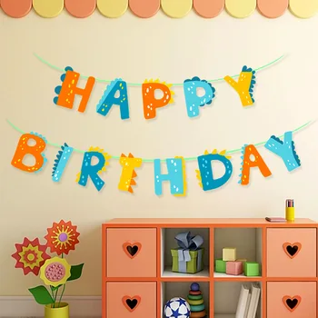 Украшение детского дня рождения, баннер с динозавром, баннер с Днем рождения, баннер с динозавром из мультфильма С Днем рождения