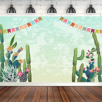 Фон для фотосъемки вечеринки с мексиканскими кактусами, Фиеста для новобрачных, День рождения, вечеринка в пустыне, Фон с акварельными цветами, баннер, плакат