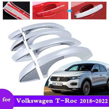 Хромированная Крышка Дверной Ручки для Volkswagen VW T Roc T-Roc A11 AC7 2018 2019 2020 2021 2022 Автомобильные Защитные Аксессуары В Стиле Стикеры