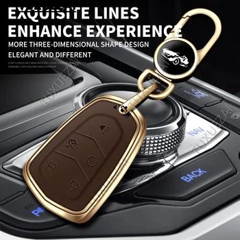 Цинковый сплав + кожаный Чехол Для Ключей Автомобиля Держатель В Виде Ракушки Для Cadillac A 5 кнопок чехол для ключей ESV Escalade XT5 XT6 CTS XTS SRX ATS Аксессуары