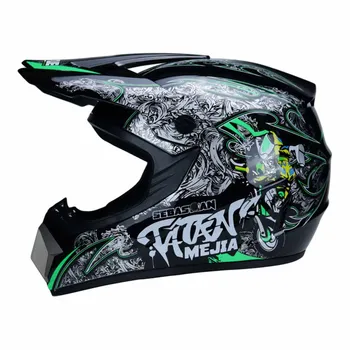 Черно-зеленый Байкерский шлем с полным лицом, Износостойкие мотоциклетные шлемы, Дышащая Мотоциклетная экипировка для мотокросса, защита от падения